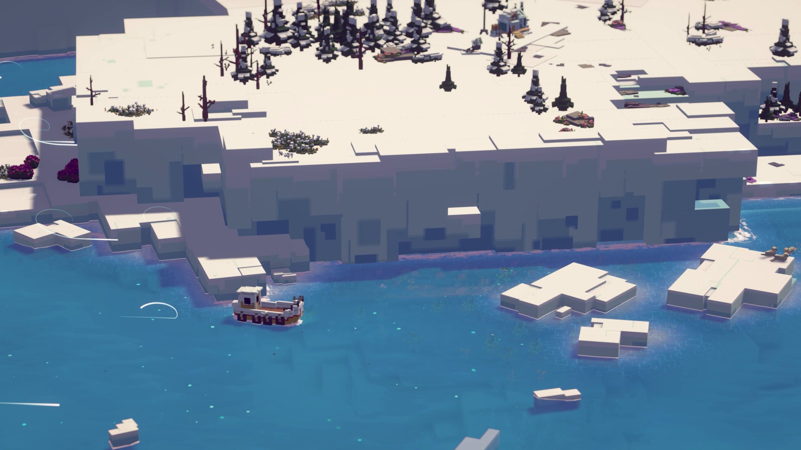 Top down overview of the Glacier Biome in Moonglow Bay