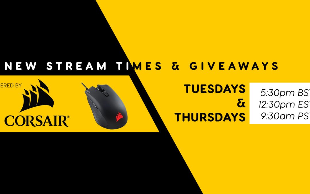 New Coatsink Stream Schedule and Corsair Giveaways